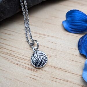 Silver Dainty Volleyball Pendant Necklace